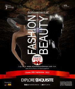 Miss Fashion Benue 2022 main Flyer