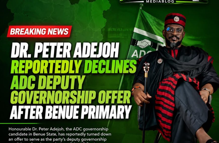 Dr. Peter Adejoh Reportedly Declines ADC Deputy Governorship Offer After Benue Primary