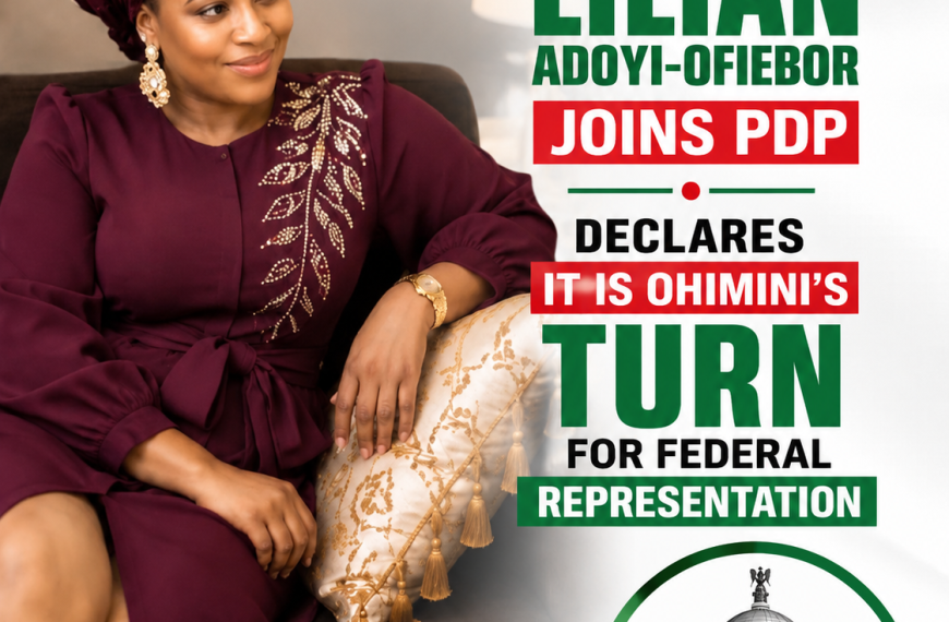Hon. Amb. Lilian Adoyi-Ofiebor Joins PDP, Declares It Is Ohimini’s Turn for Federal Representation