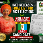 INEC Releases Final List for 2027 Elections, Hon. Lady Blessing Onyeche Onuh Confirmed as APC Candidate for Otukpo/Ohimini Federal Constituency