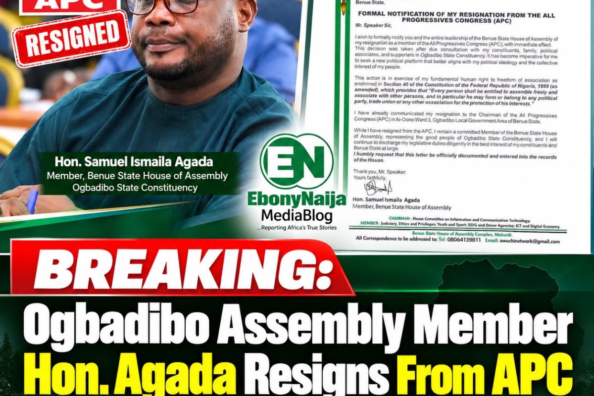 BREAKING: Ogbadibo Assembly Member Hon. Agada Resigns From APC